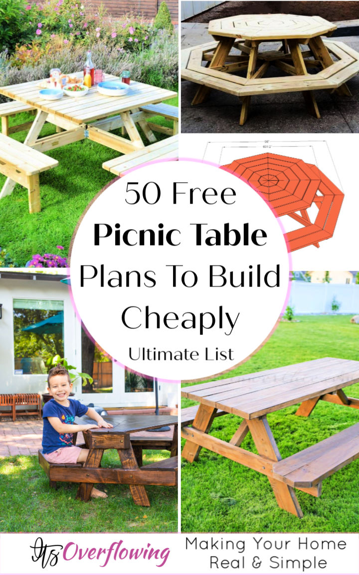 50 Free DIY Picnic Table Plans (How to Build Guide)