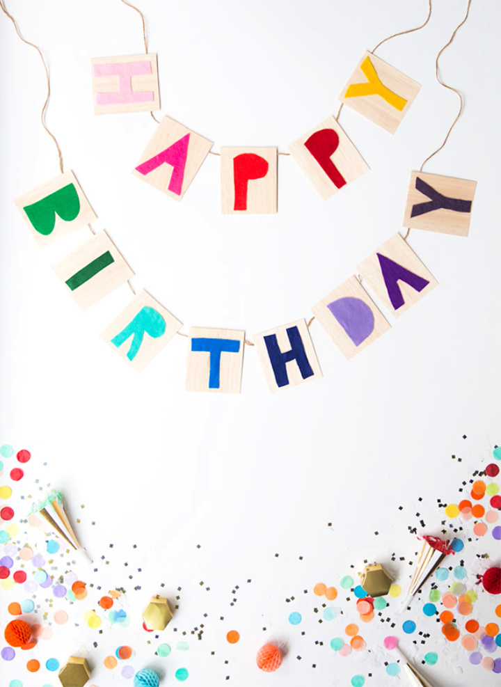Balsa Wood Happy Birthday Banner