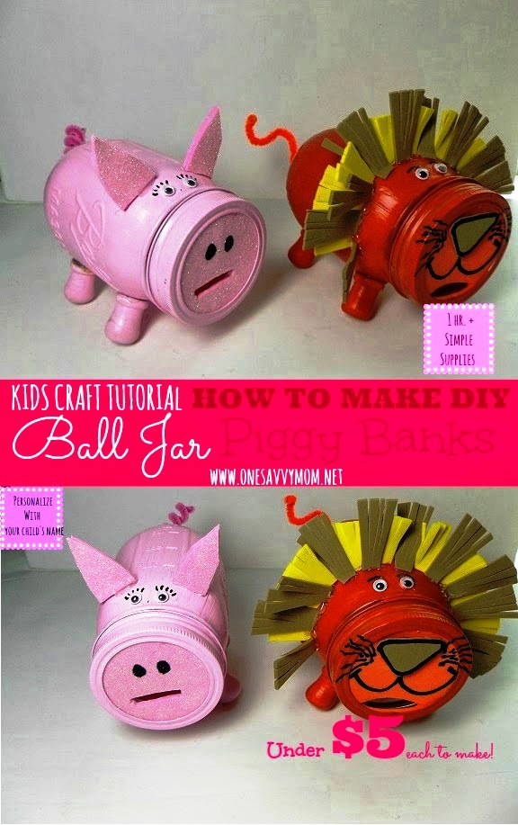 20 DIY Piggy Bank Ideas for Kids Using Mason Jars