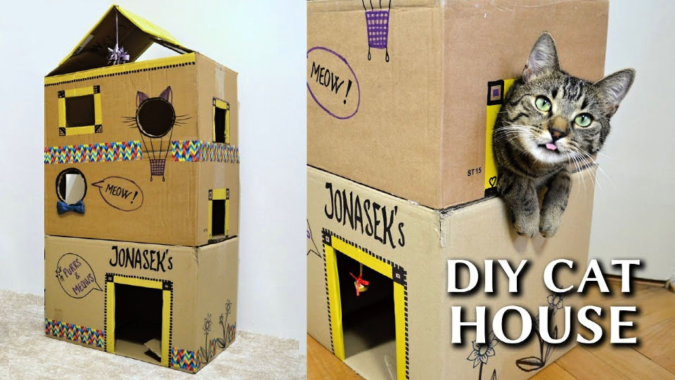 20 Easy DIY Cardboard Cat House Ideas