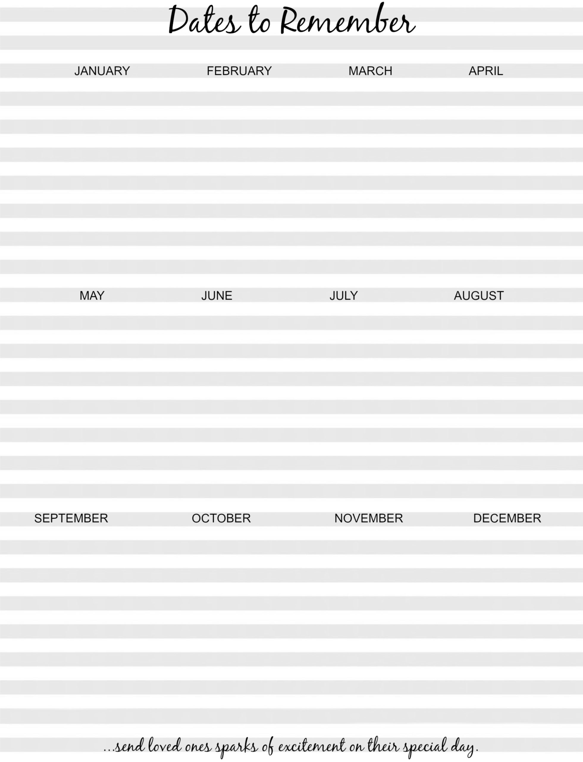 Dates To Remember Free Printable • Its Overflowing