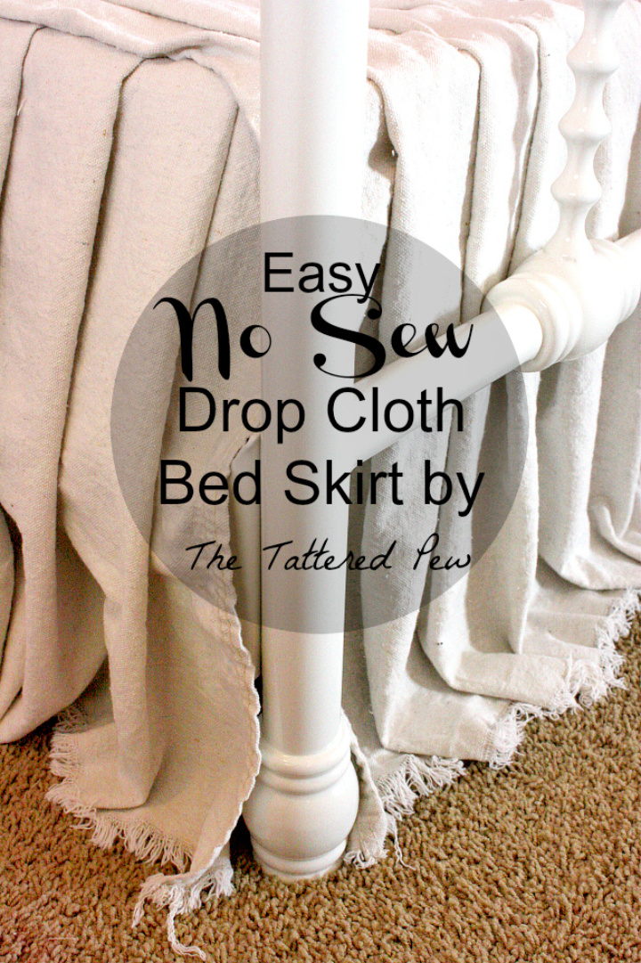 Easy No Sew Drop Cloth Bed Skirt