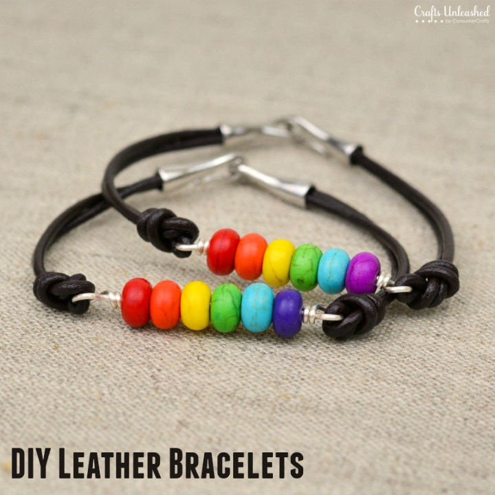 15 Easy To Make DIY Leather Bracelet Ideas • Its Overflowing