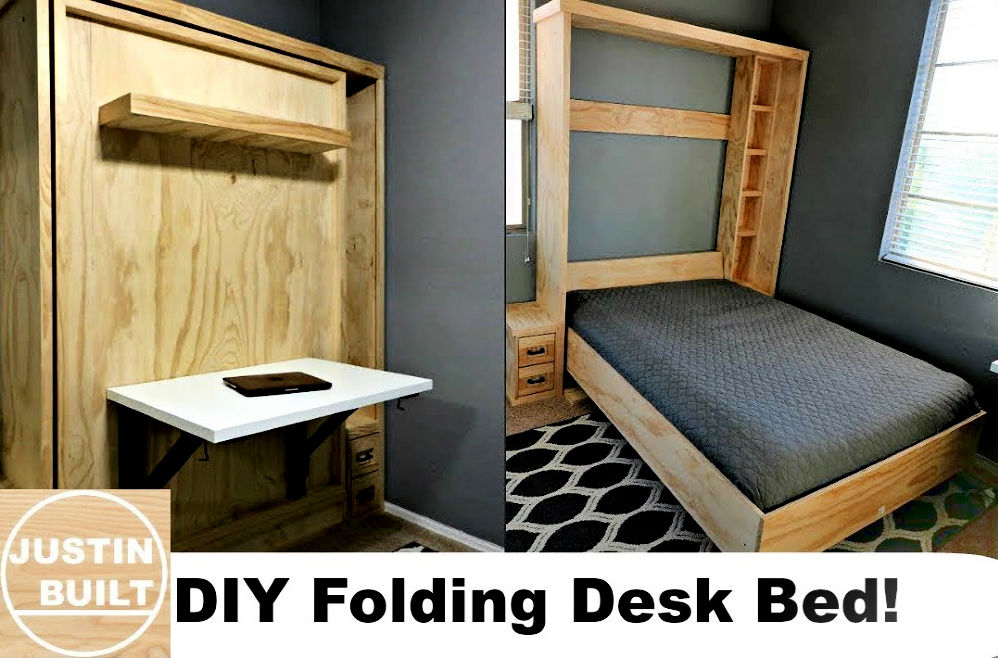 15 Free DIY Murphy Bed With Desk Plans