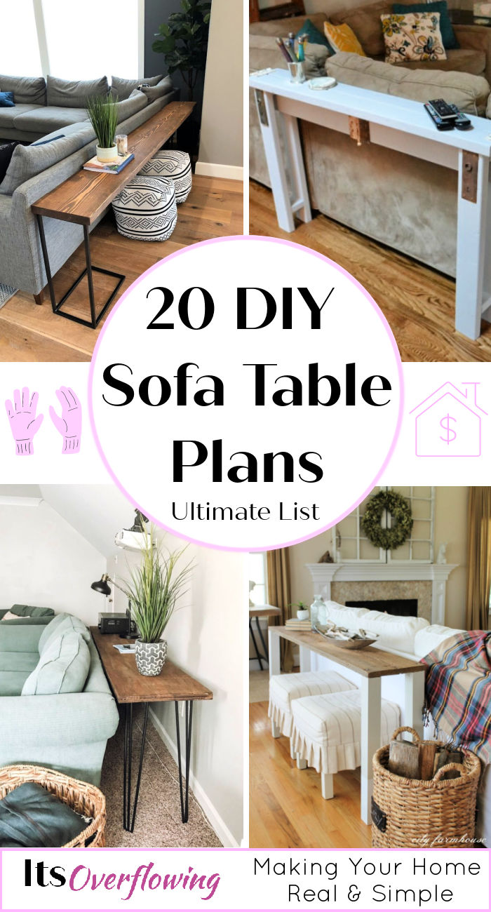 20 Free DIY Sofa Table Plans (Behind the Couch Table)