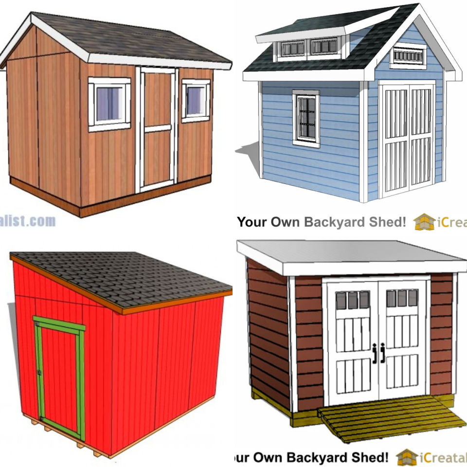 8' x 10' deluxe shed plans, modern roof style #d0810m