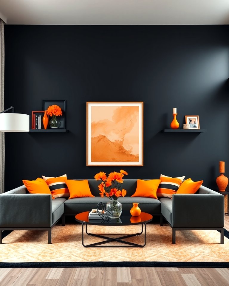 25 Black and Orange Living Room Ideas for a Bold Statement