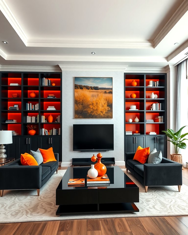 25 Black and Orange Living Room Ideas for a Bold Statement