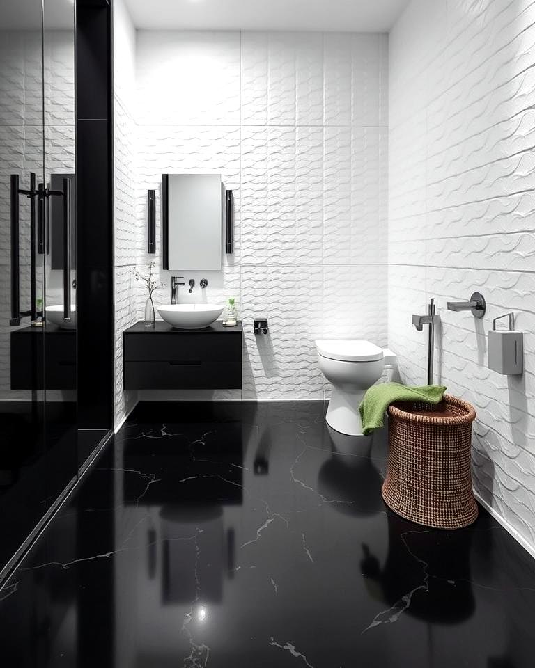 20 Black Floor Bathroom With White Walls Ideas for Contrast