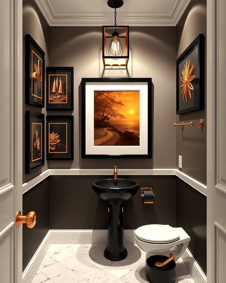 25 Luxurious Black and Gold Powder Room Ideas for Elegance
