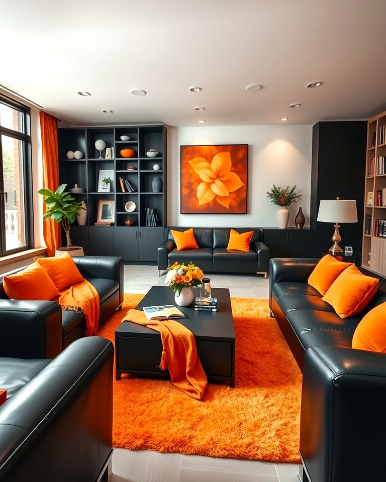 25 Black and Orange Living Room Ideas for a Bold Statement