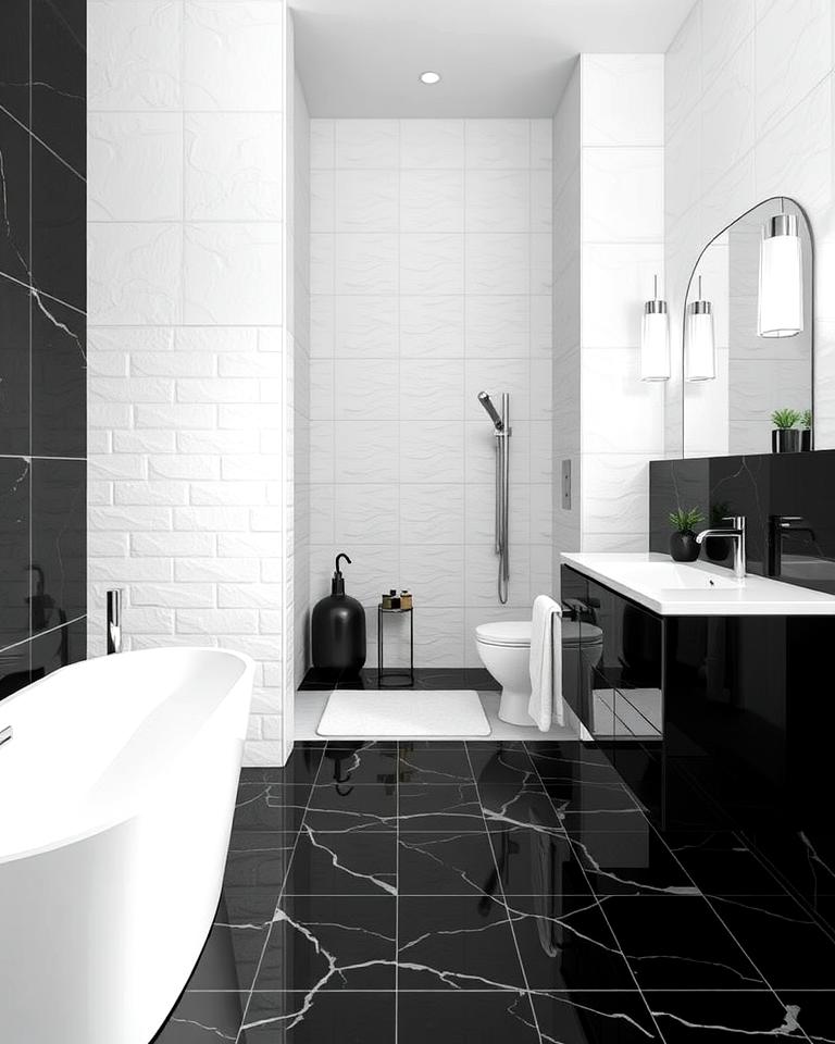 20 Black Floor Bathroom With White Walls Ideas for Contrast