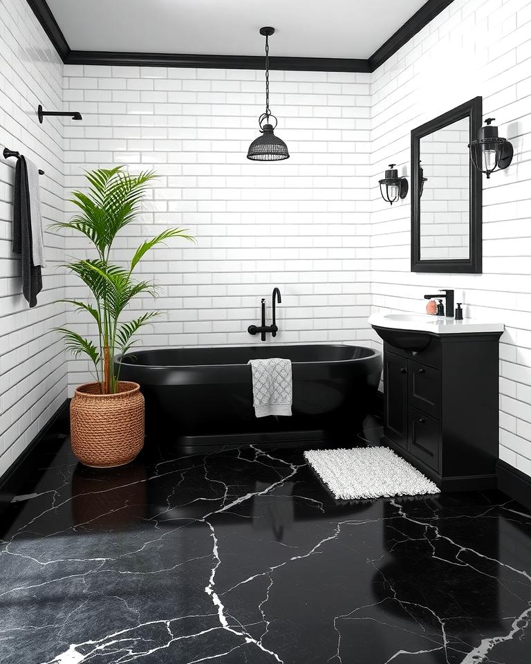 20 Black Floor Bathroom With White Walls Ideas for Contrast