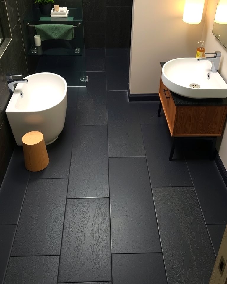 Sleek Black Slate Floor in Bathrooms: Modern Elegance Meets Durability