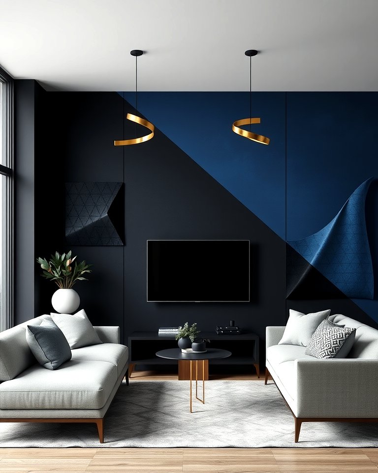 25 Bold Black and Blue Living Room Ideas for a Statement