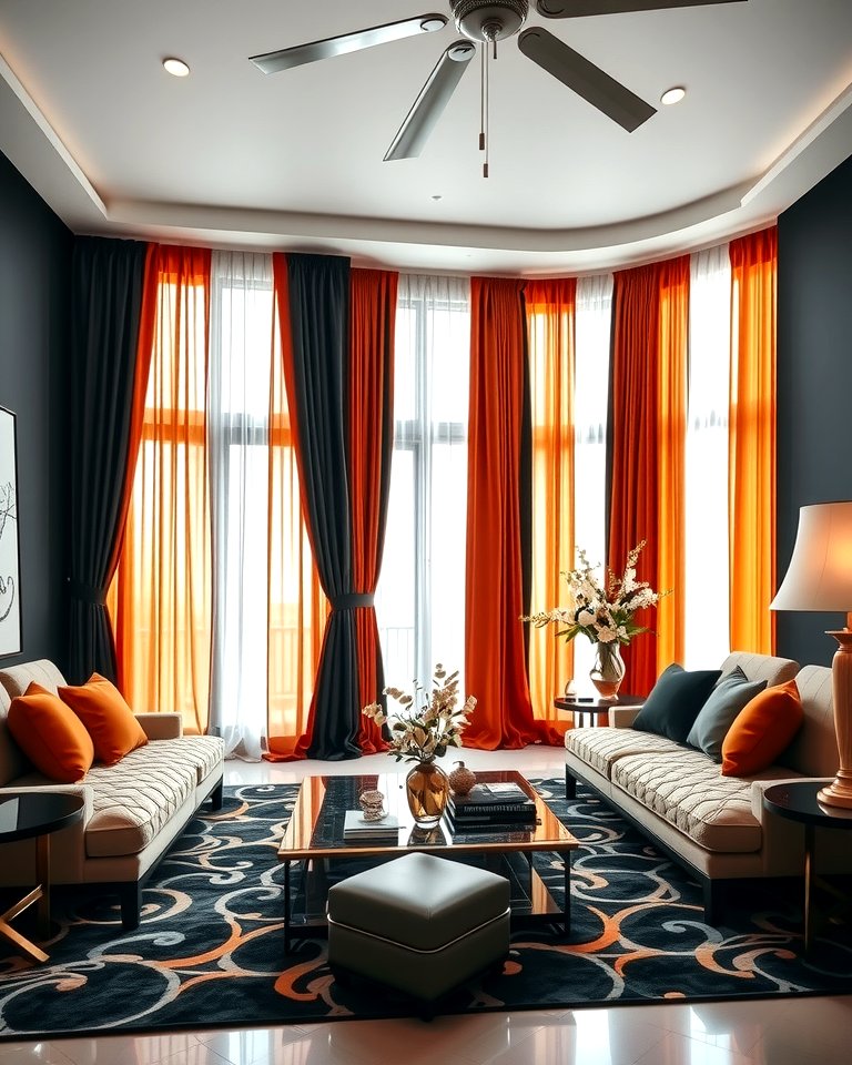 25 Black and Orange Living Room Ideas for a Bold Statement