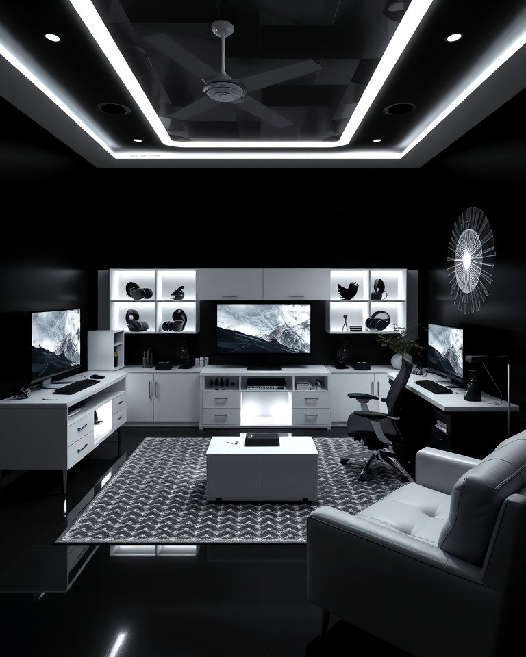 25 Sleek Black Gaming Room Ideas for Gamers