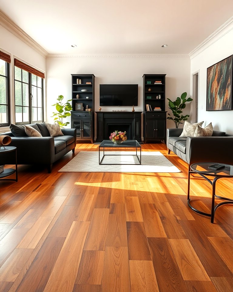 Brown Wooden Floor Living Room Ideas