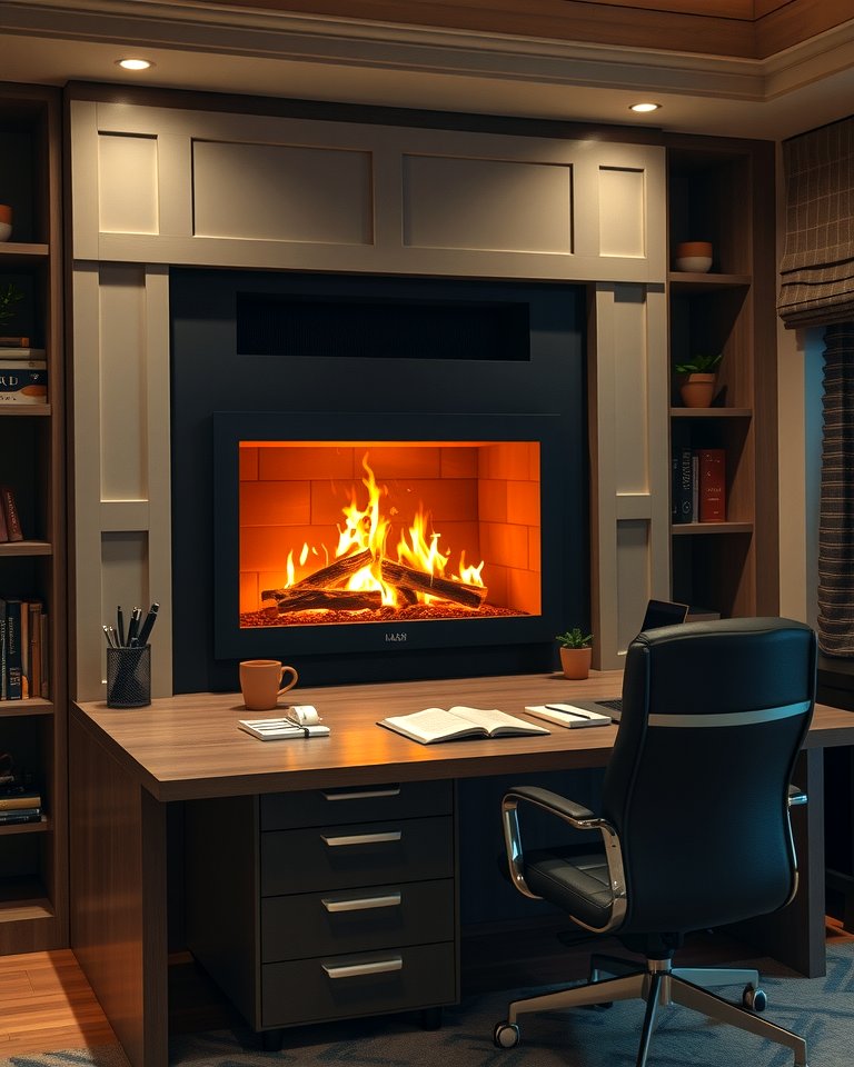 25 Home Office With Fireplace Ideas for Cozy Workspaces