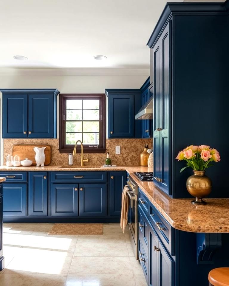 20 Blue Kitchen Cabinets With Brown Granite Countertops