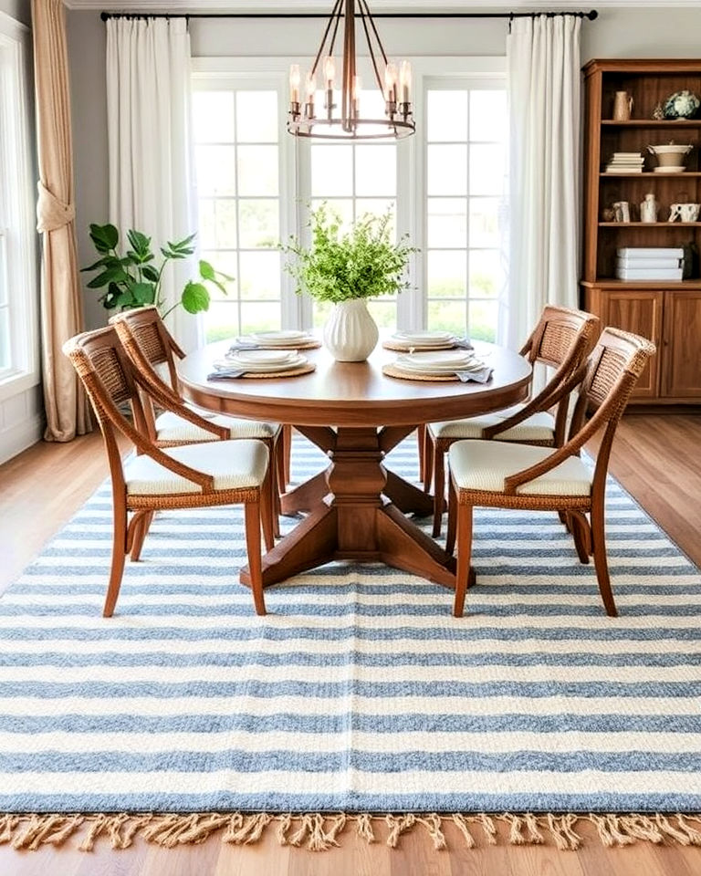 Elegant Coastal Dining Room Rug for Timeless Coastal Charm