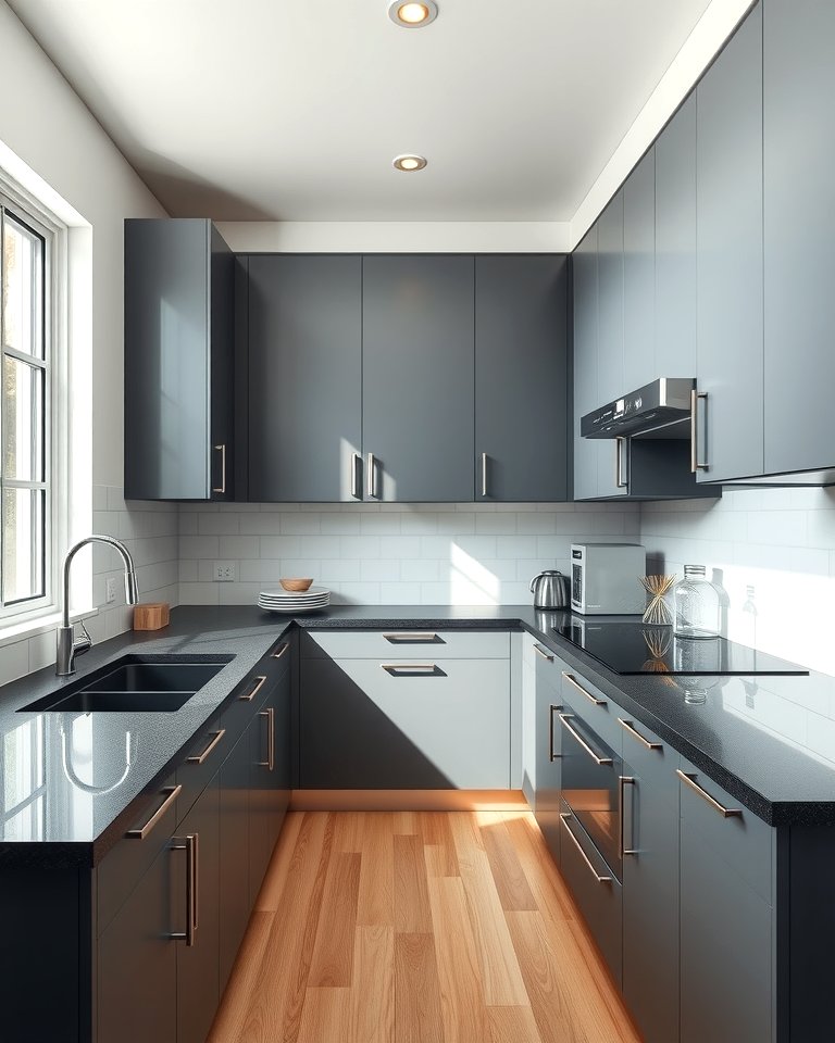 25 Kitchen Ideas with Gray Cabinets and Black Countertops