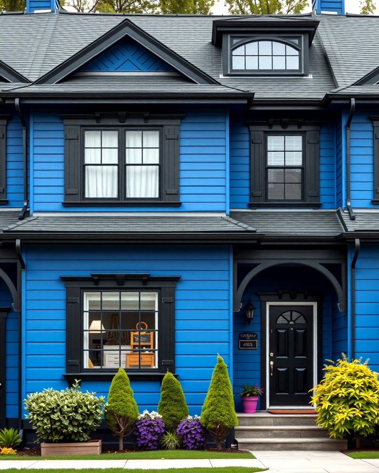 25 Blue House With Black Trim Ideas for a Striking Exterior