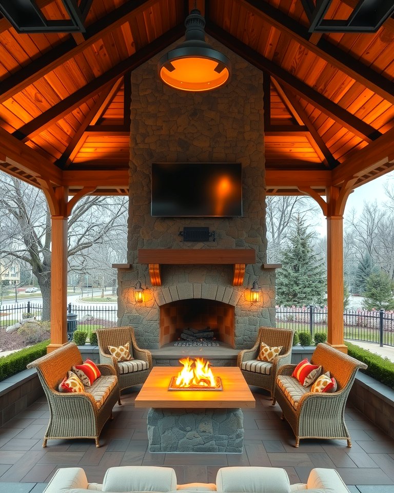 25 Gazebo With Fireplace Ideas for Cozy Outdoor Nights