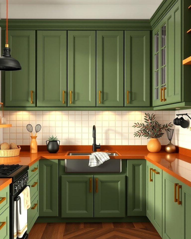 25 Warm Green and Brown Kitchen Design Ideas