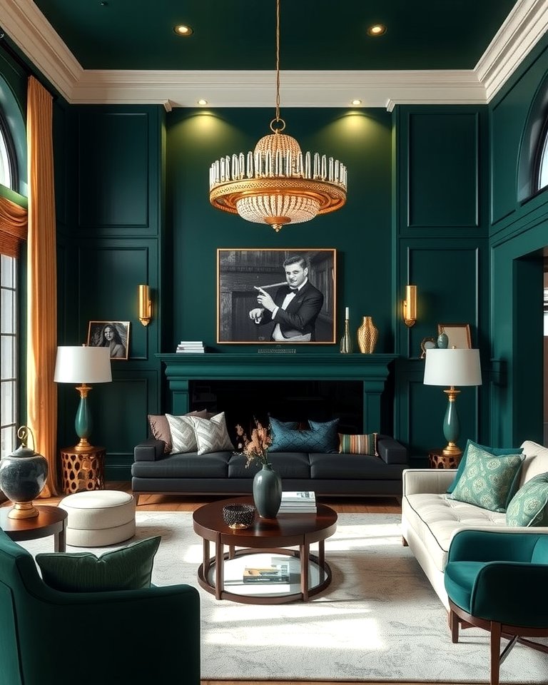25 Emerald Green and Gold Living Room Ideas for Luxury