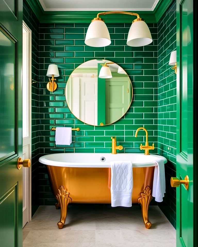 25 Luxurious Green and Gold Bathroom Design Ideas