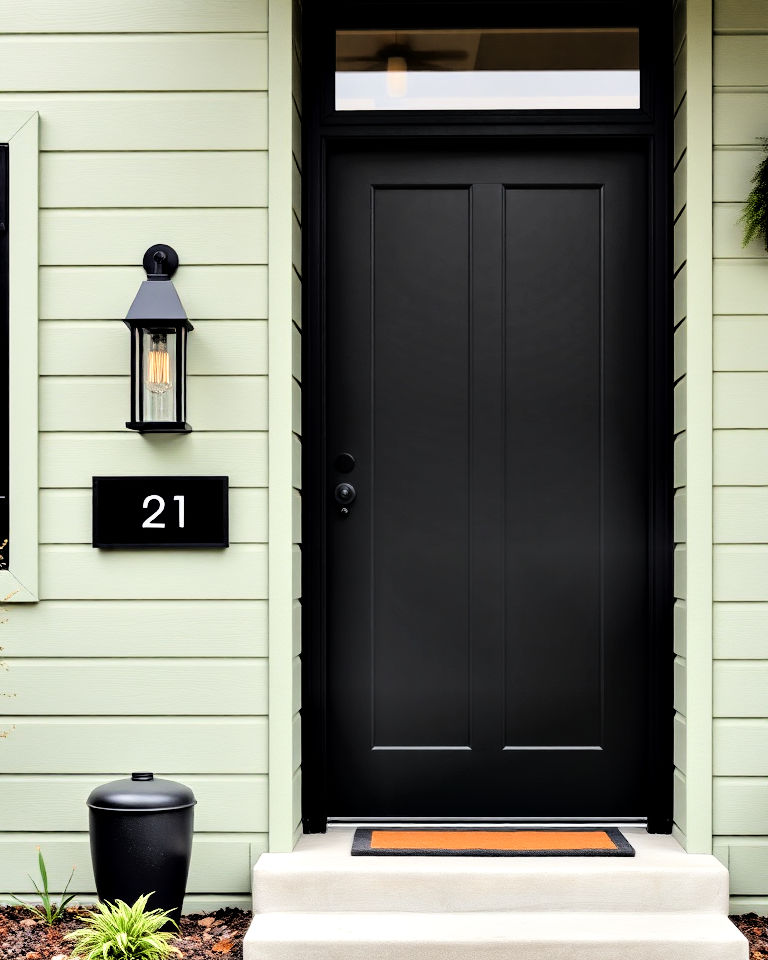 20 Sage Green House With Black Door Design Ideas