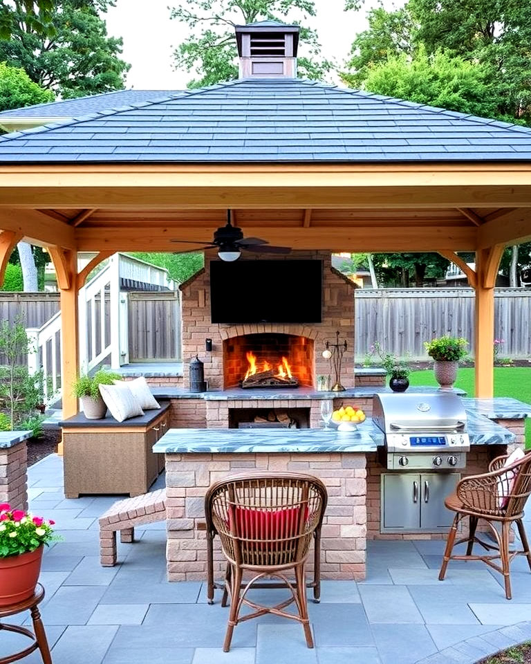 25 Gazebo With Fireplace Ideas for Cozy Outdoor Nights