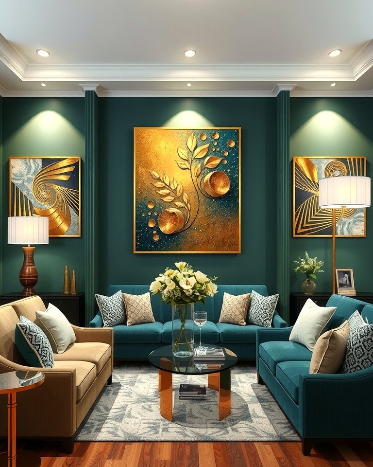 25 Green and Gold Living Room Ideas for Luxury