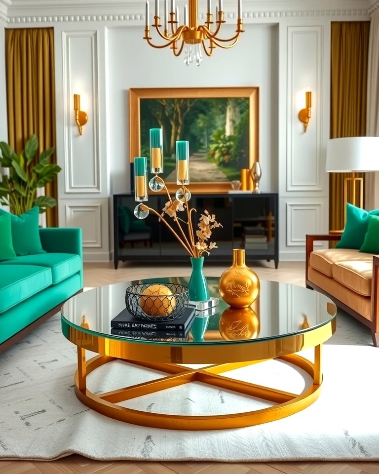 25 Emerald Green and Gold Living Room Ideas for Luxury