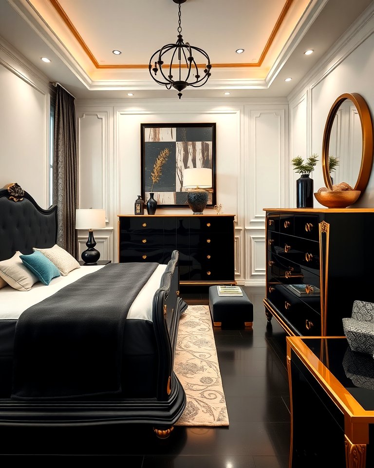 25 Stunning Black and Gold Bedroom Design Ideas