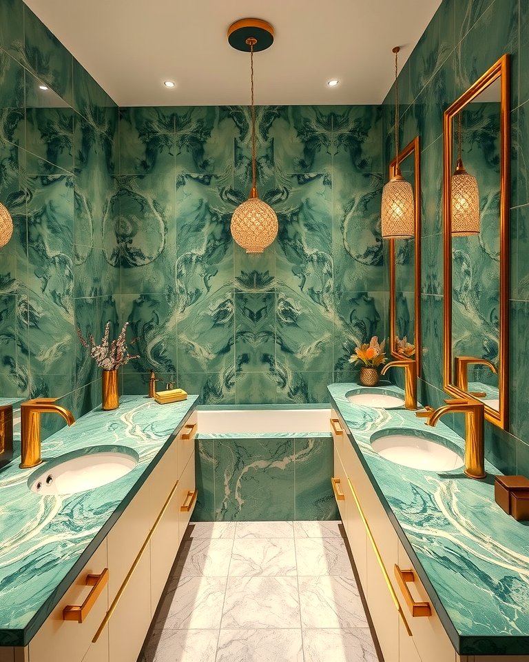 25 Luxurious Green and Gold Bathroom Design Ideas