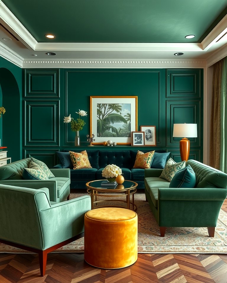 25 Green and Gold Living Room Ideas for Luxury