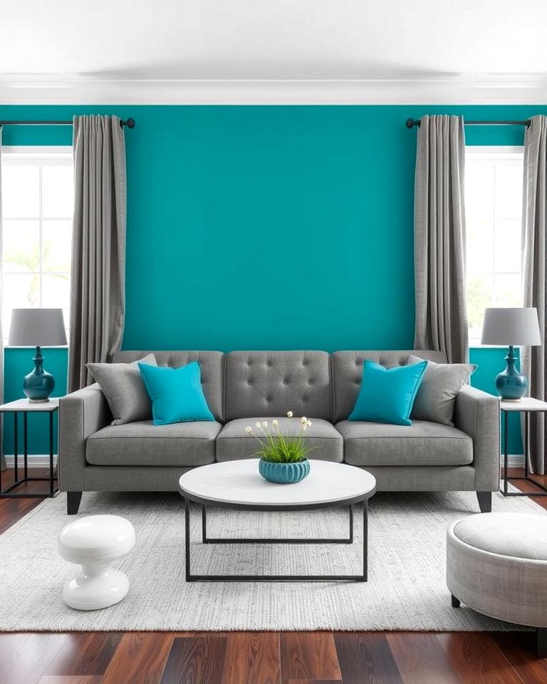 Living Room Teal And Greynull