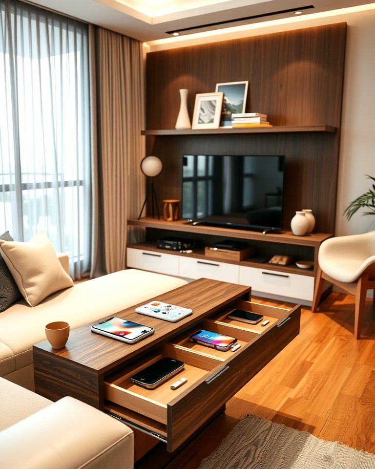 25 Smart Charging Station Ideas for a Tidy Home - Wireless Charging Station With Storage For Living Rooms