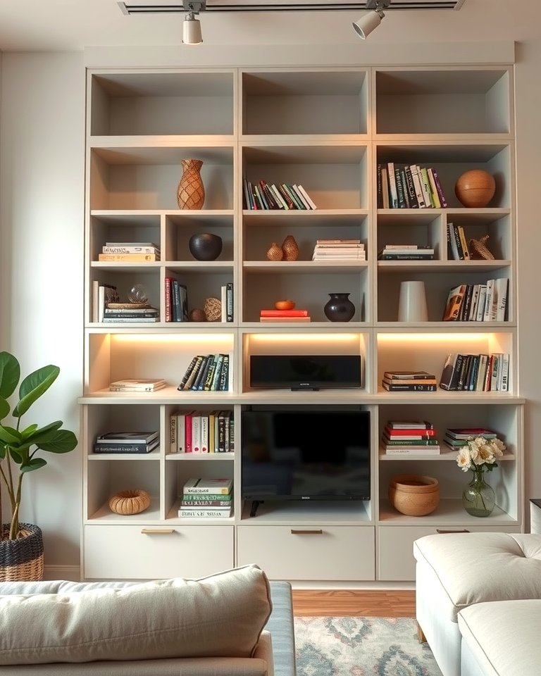 30 Corner Bookshelf Ideas to Maximize Space Without Clutter - Clutter-Free Textured Apartment Bookshelf Design