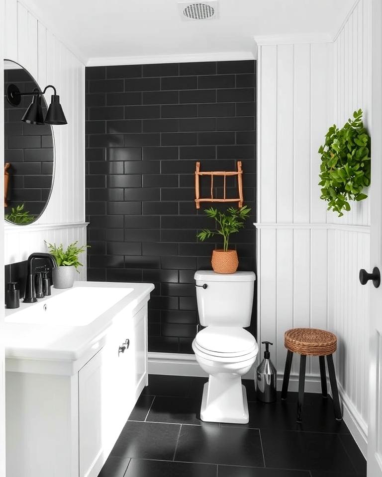 20 Black Floor Bathroom With White Walls Ideas for Contrast