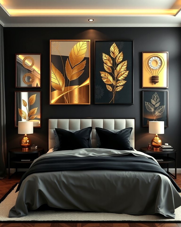 25 Stunning Black and Gold Bedroom Design Ideas
