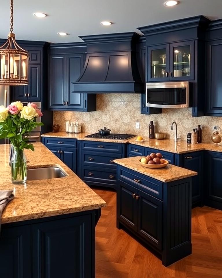 20 Blue Kitchen Cabinets With Brown Granite Countertops