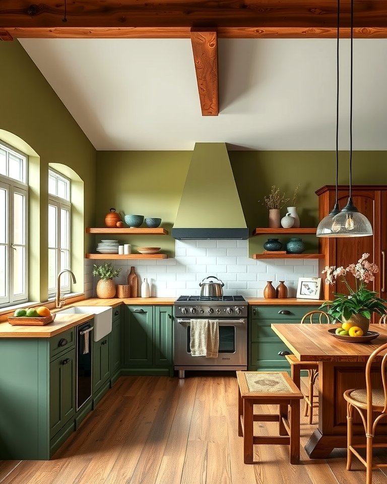 25 Warm Green and Brown Kitchen Design Ideas