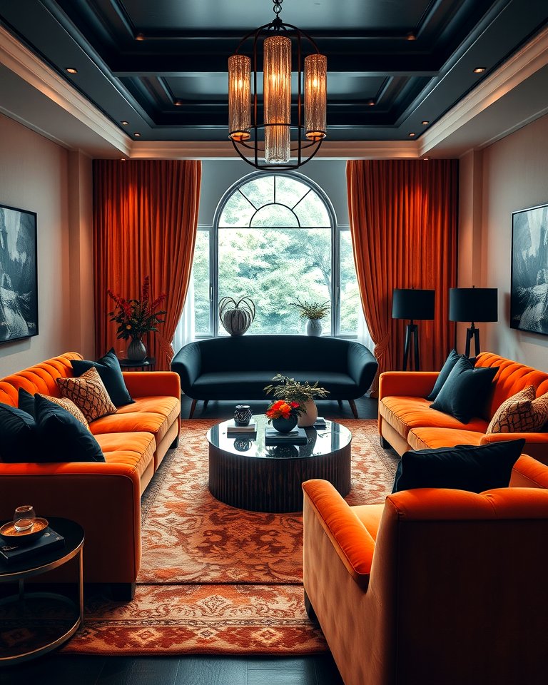 25 Black and Orange Living Room Ideas for a Bold Statement