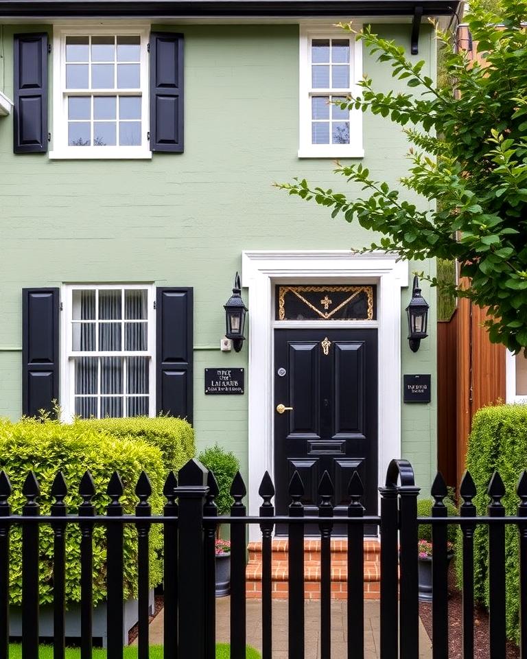 20 Sage Green House With Black Door Design Ideas