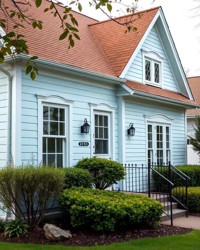 25 Stunning Blue Exterior Home with Brown Roof Ideas