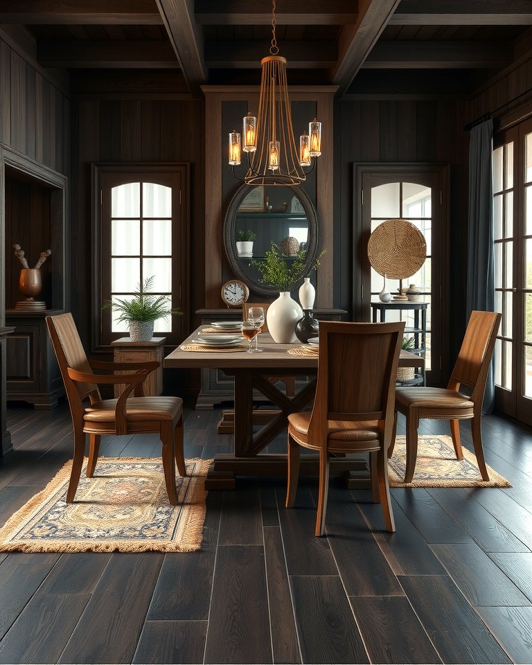 25 Dark Wood Floor Dining Room Ideas for a Classic Look