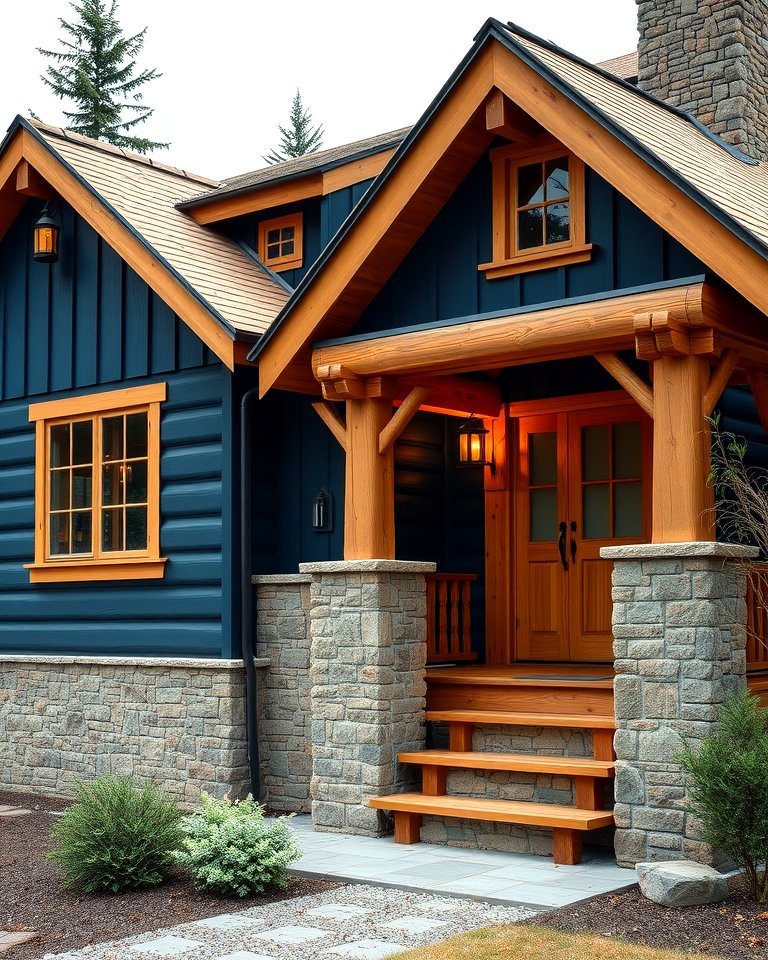 25 Stunning Blue Exterior Home with Brown Roof Ideas